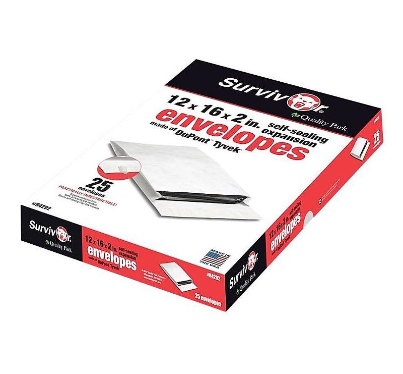 Survivor Tyvek Expansion Mailer 12 x 16 x 2 White 25/Box R4292
