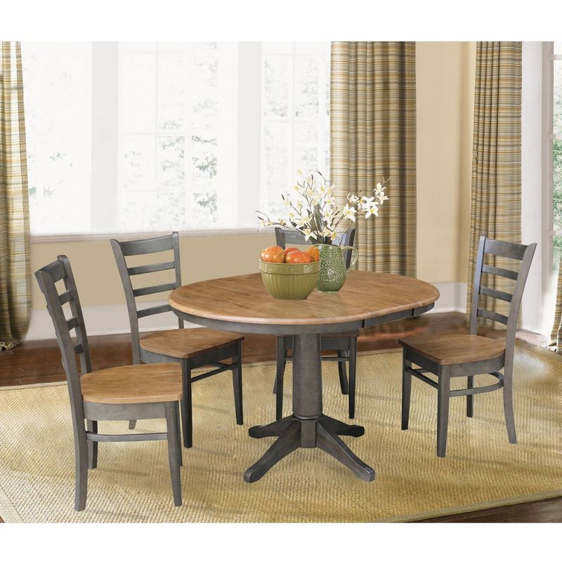 36" Janis RoundExtendable Dining Table with 4 Chairs Tan/Washed Coal - International Concepts