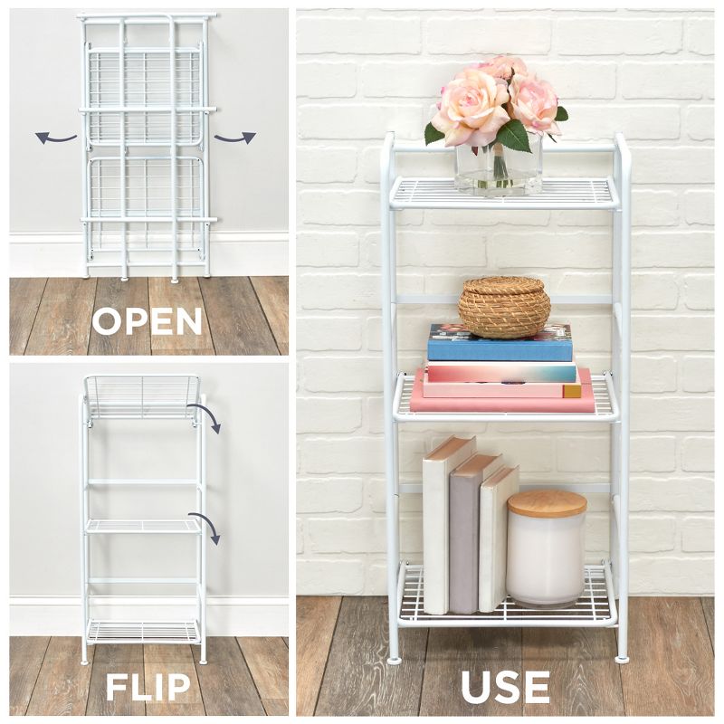 Flipshelf 3 Tier Narrow Wire Shelf White