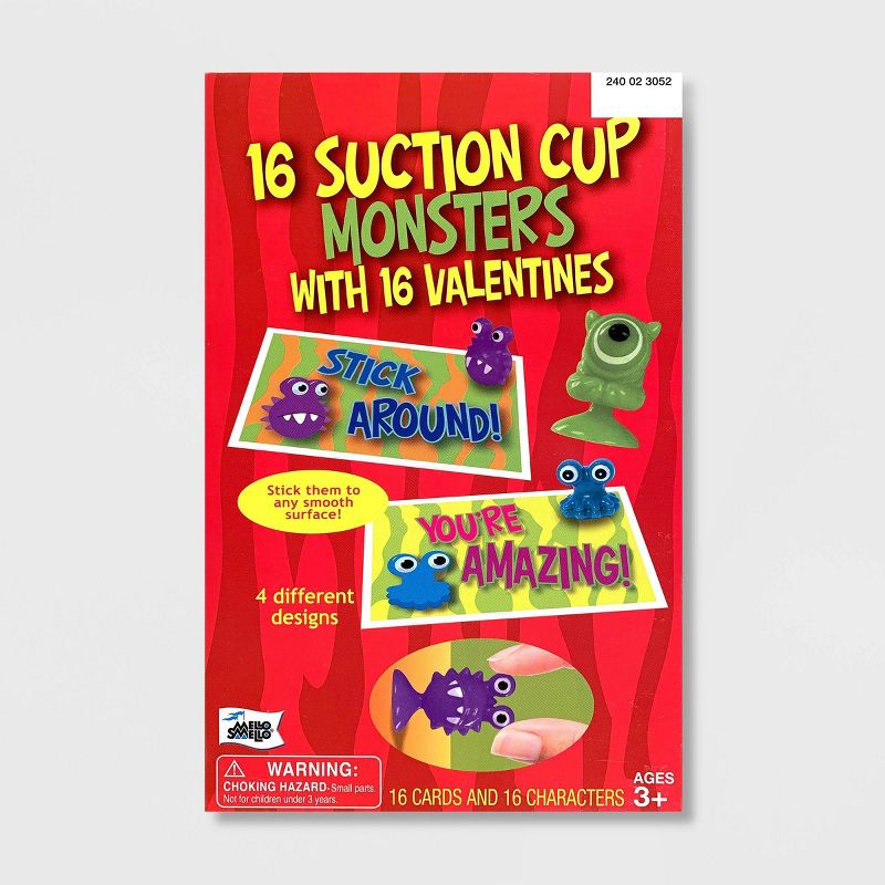 Mello Smello 16ct Suction Cup Monsters with Valentines