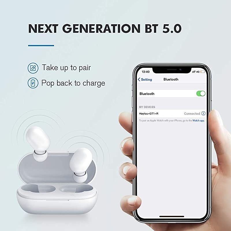 True Wireless Earbuds GT1 Bluetooth 50 Sports HD Stereo Touch Control Ear Buds with IPX5 WaterproofFast ConnectionMini CaseOnly 30gTotal 12H Playtime White