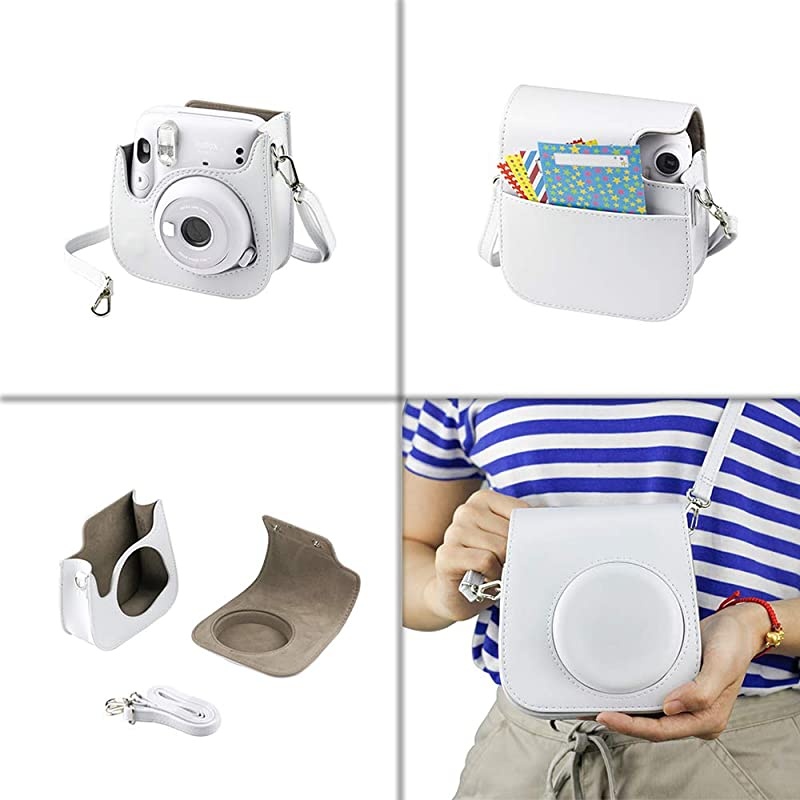 Instax Mini 11 Instant Camera Ice White 16654798 +  Instax Mini Twin Pack Instant Film 16437396 + Single Pack Rainbow Film + Case + Travel Stickers