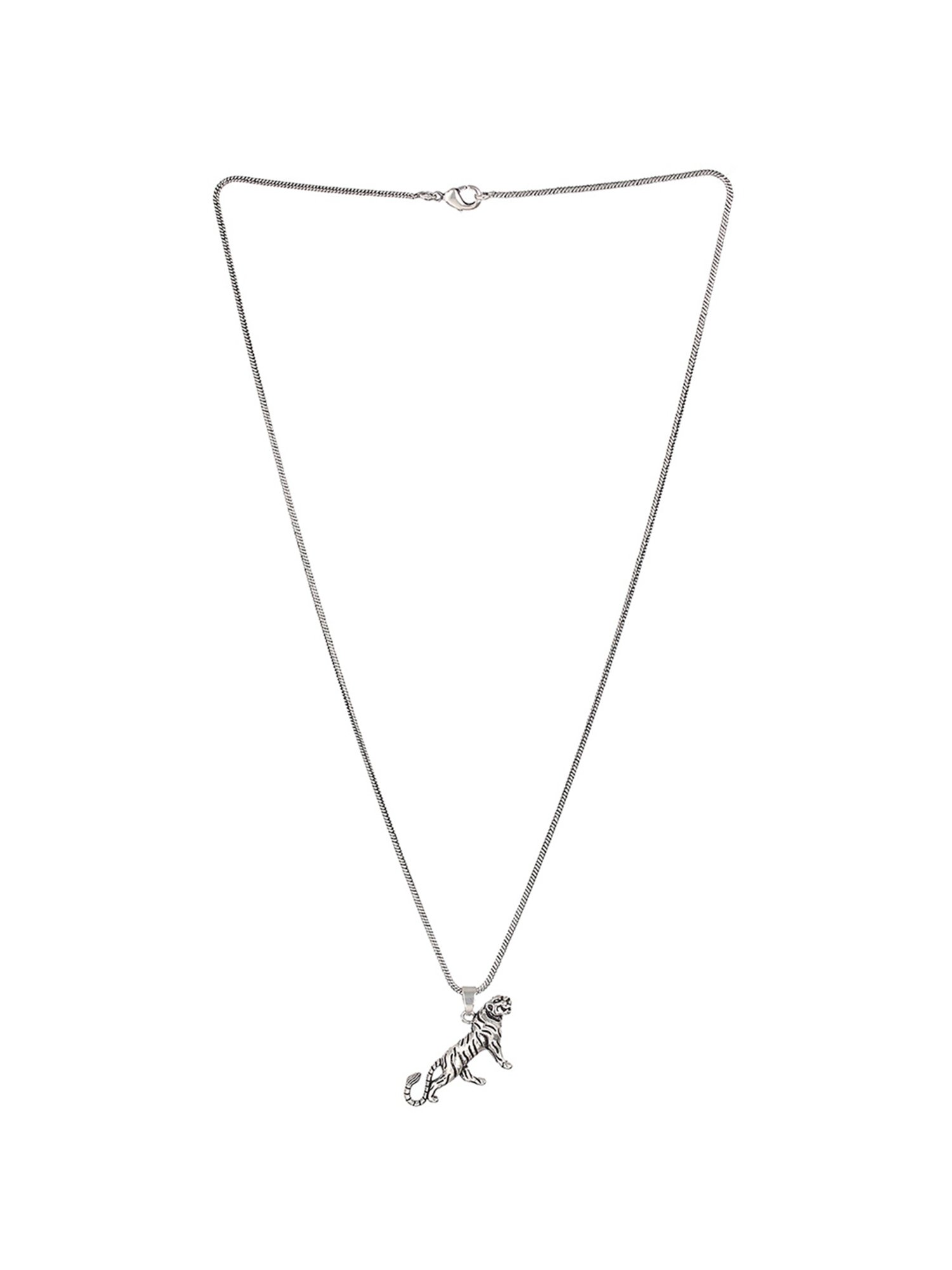 Bold by Priyaasi Majestic Tiger Black Casual Pendant With Chain for Men