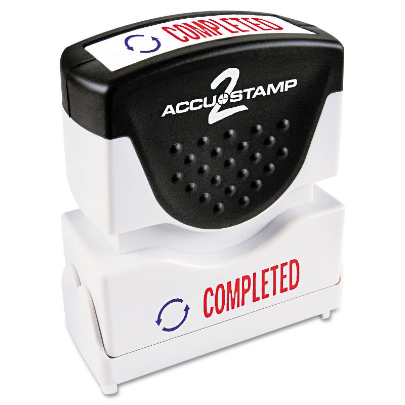 Accustamp2 Pre-Inked Shutter Stamp with Microban Red/Blue COMPLETED 1 5/8 x 1/2 035538