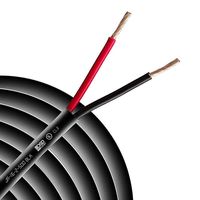 16 Gauge 2Conductor 500FT UL CL3 Rated Oxygen Free Black in Wall Speaker Wire Pure Copper Direct Burial Graded