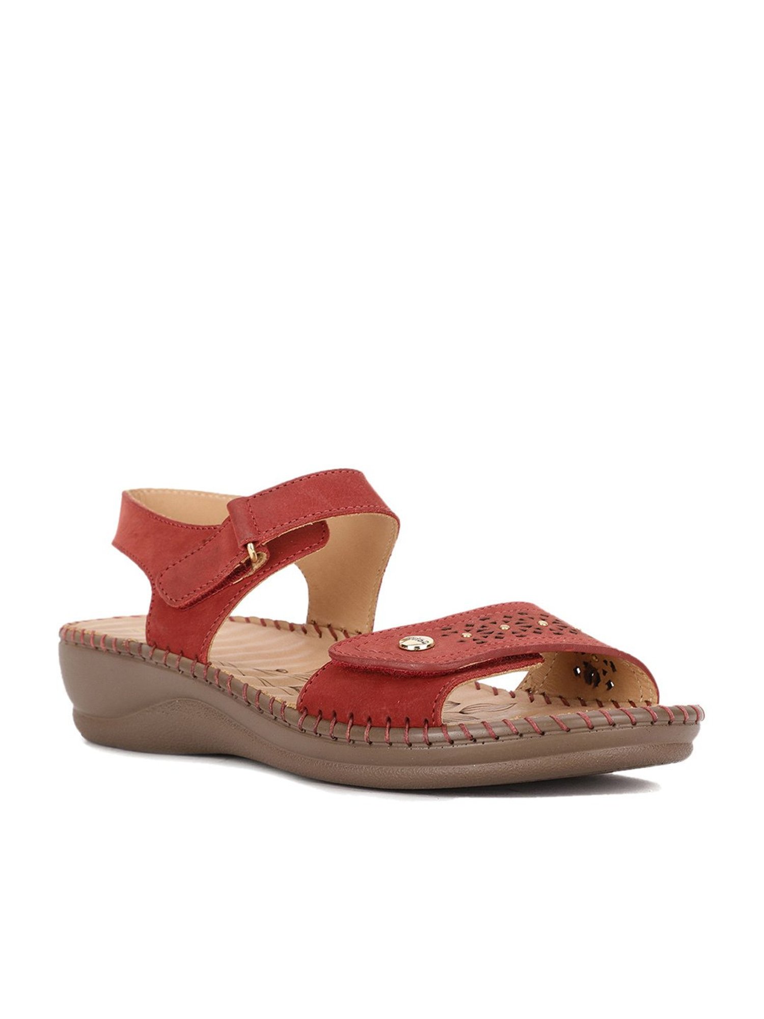 Scholl by Bata Women's Red Ankle Strap Wedges