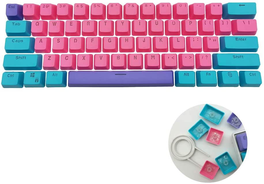 CUUWE 61 PBT Keycaps for 60 Percent Keyboard, Backlit Keycap Set for Mechanical Gaming Keyboard OEM Profile Keycaps with Key Puller for Cherry MX Switches GH60/RK61/GK61/Annie pro 2