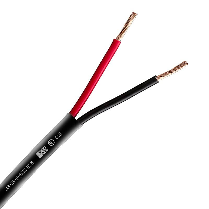 16 Gauge 2Conductor 500FT UL CL3 Rated Oxygen Free Black in Wall Speaker Wire Pure Copper Direct Burial Graded