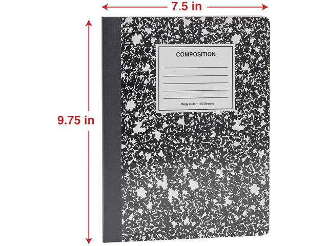 Universal UNV20930 Composition Book, Wide/Legal Rule, Black Marble Cover, 9.75 x 7.5, 100 Sheets