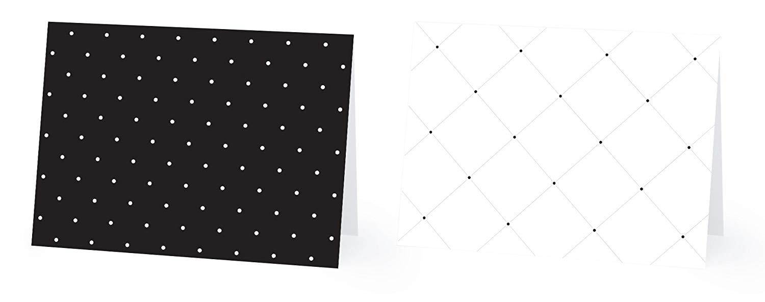 36 Pack Blank Note Cards, 6 All Occasion Polka Dot and Striped Designs, Greeting Card Bulk Box Set, Blue, Black and White Notecards, Blank Note Cards with Envelopes Included, 4.75 x 3.5 Inches