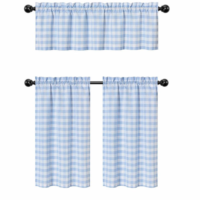 Kate Aurora Holiday Living Classic Poinsettia Complete 3 Piece Christmas Kitchen Curtain Tier & Valance Set - 58 in. W x 36 in. L