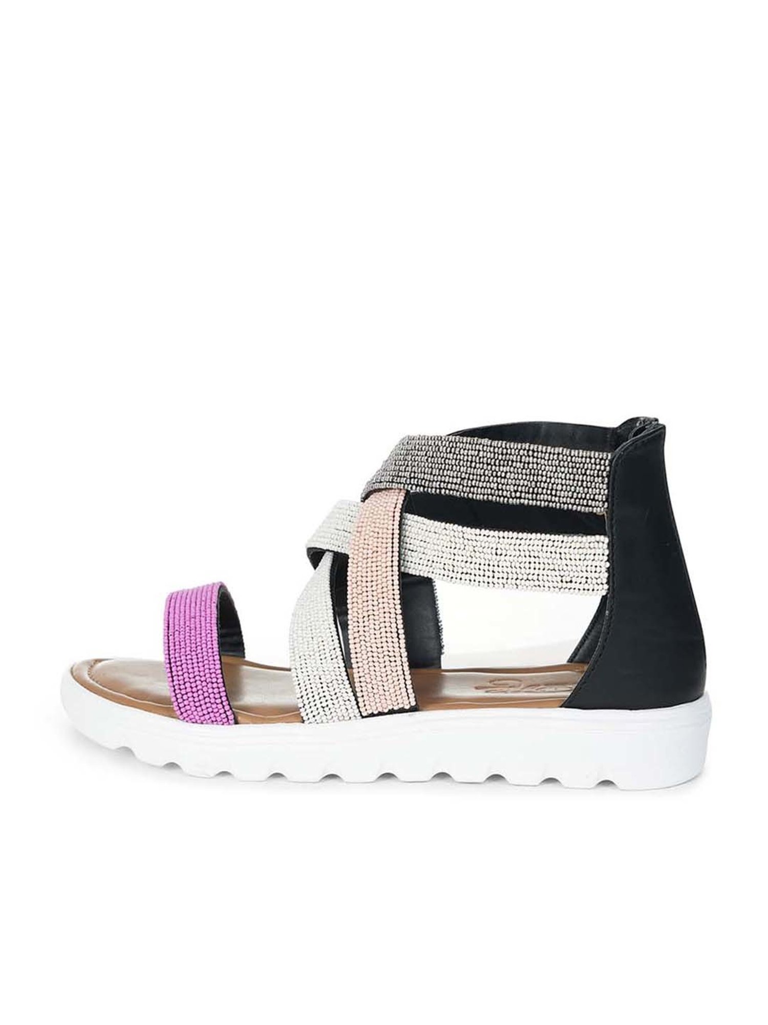 Sole House Women's Multicolor Cross Strap Sandals