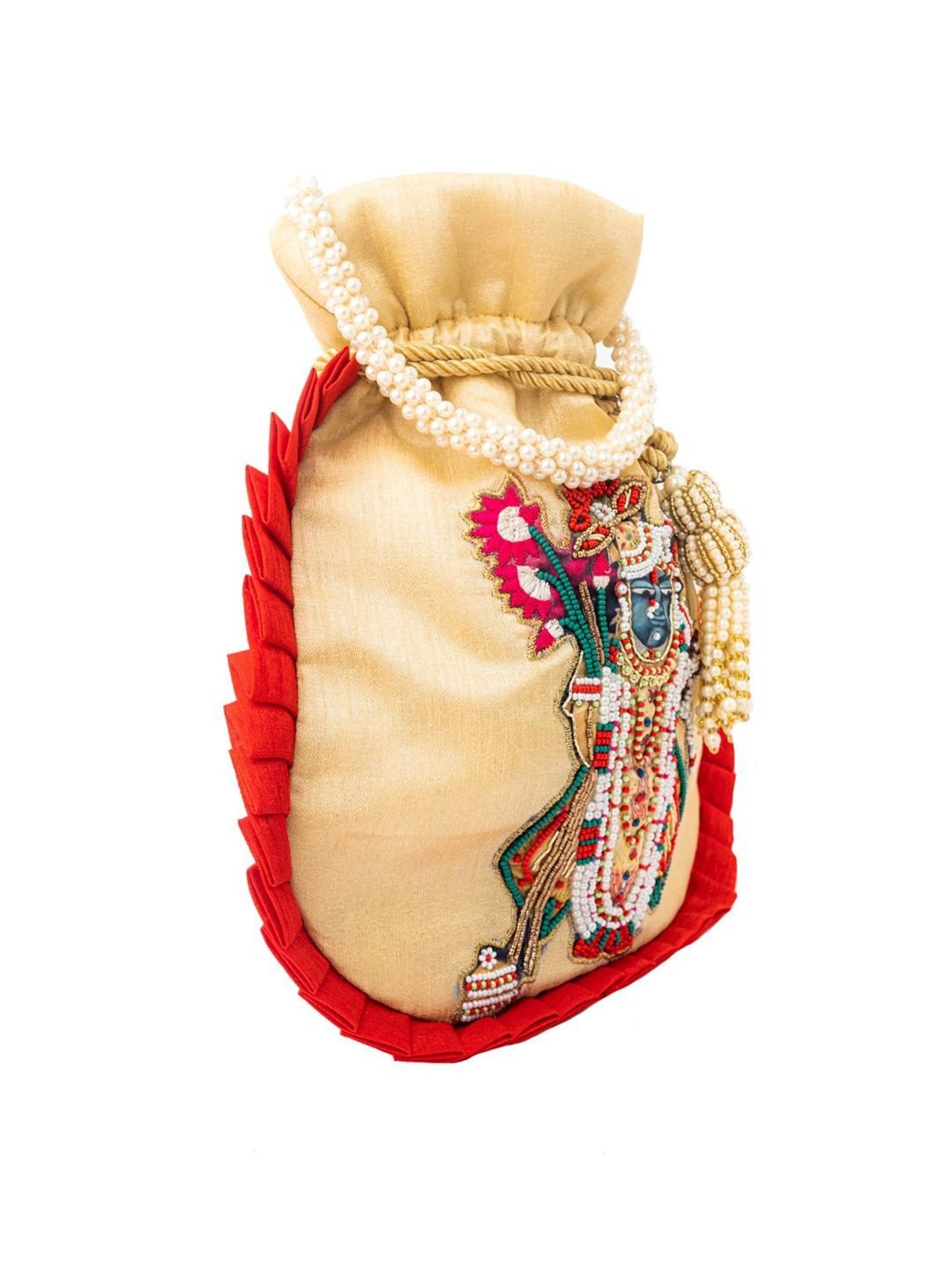 NR by Nidhi Rathi Beige Embellished Potli