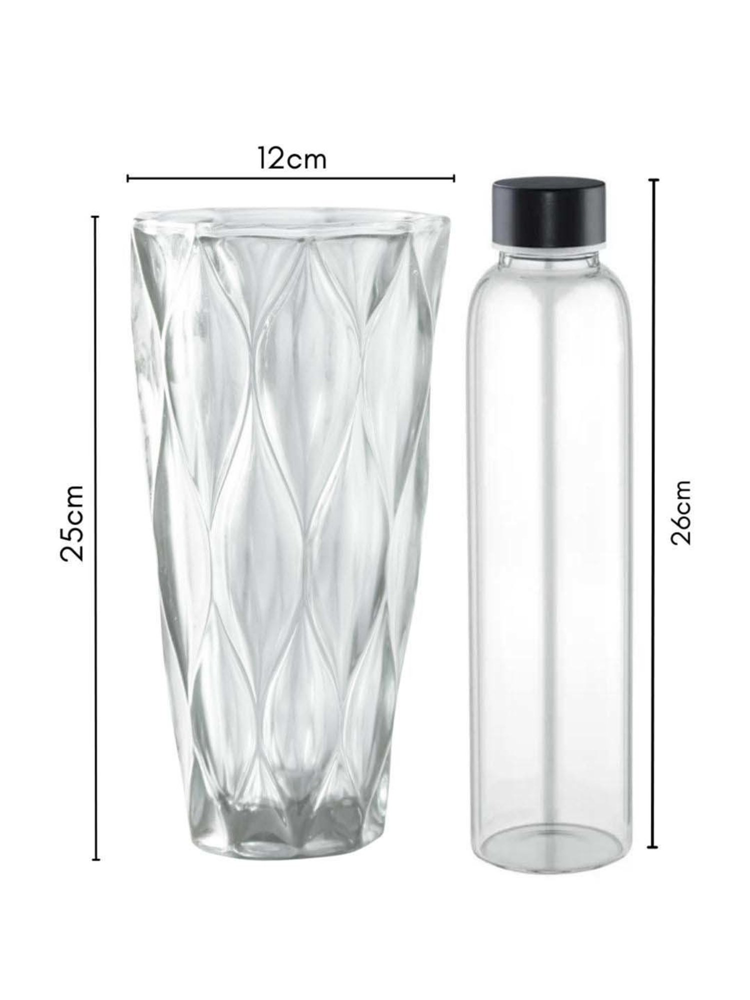 Nestasia Premium Quality Textured Transparent Contemporary Textured Crystal Glass Flower Vase 9.84 "