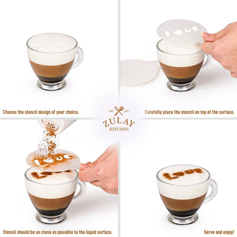 Stencils for Latte Art (16 Pack) with Various Designs to Style your Morning Coffee