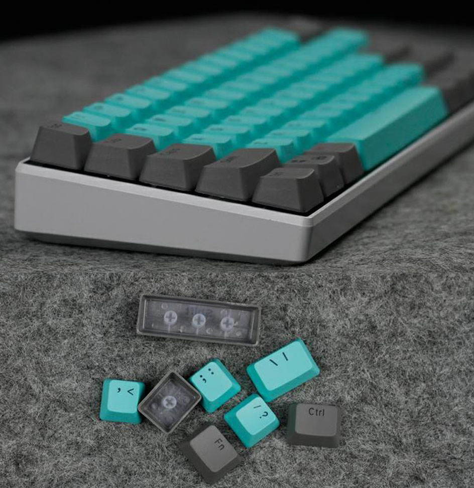 CUUWE 61 PBT Keycaps for 60 Percent Keyboard, Backlit Keycap Set for Mechanical Gaming Keyboard OEM Profile Keycaps with Key Puller for Cherry MX Switches GH60/RK61/GK61/Annie pro 2