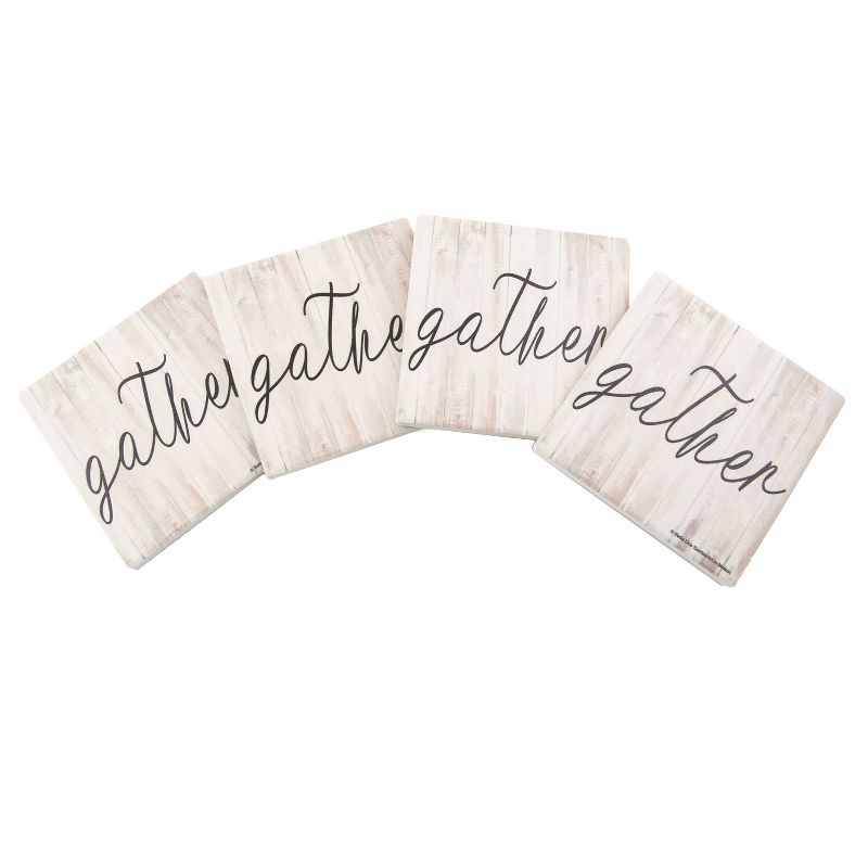 4pk Ceramic Gather Wood Coasters - Thirstystone