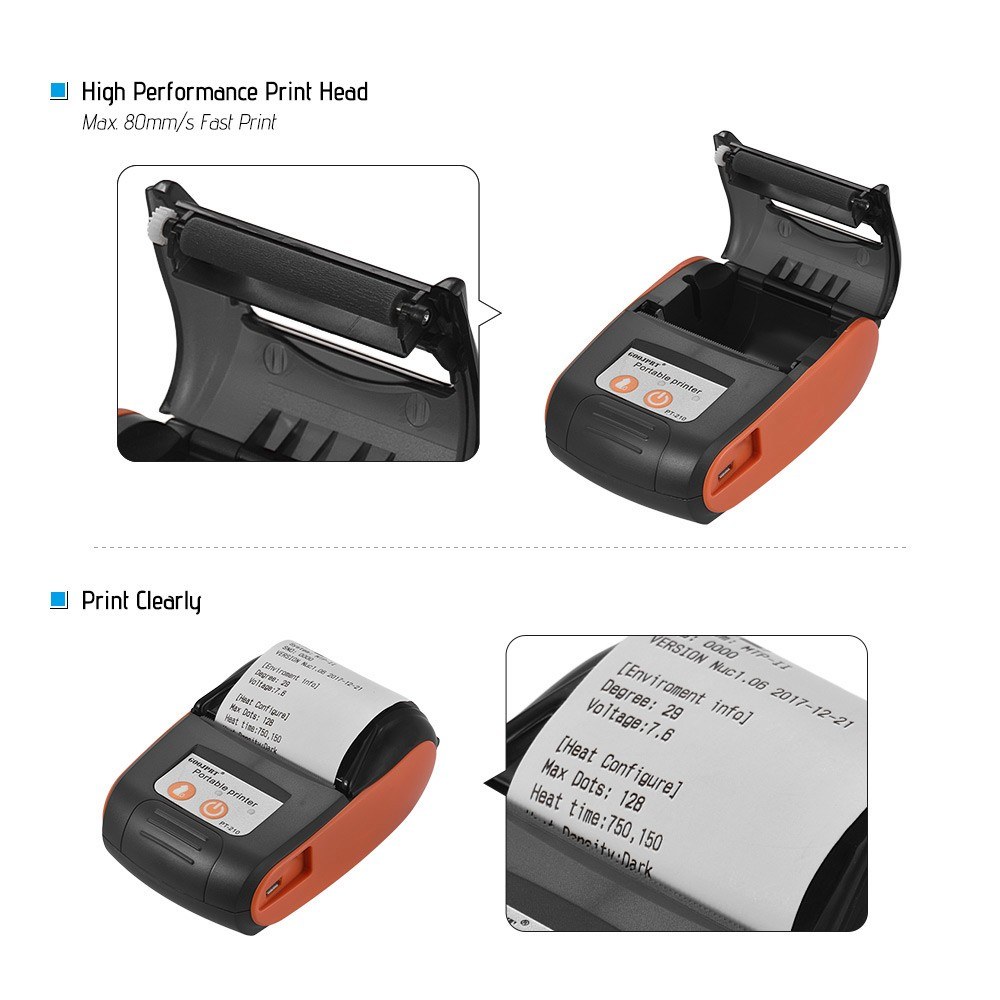 GOOJPRT PT-210 Portable Thermal Printer Handheld 58mm Receipt Printer for Retail Stores Restaurants Factories Logistics