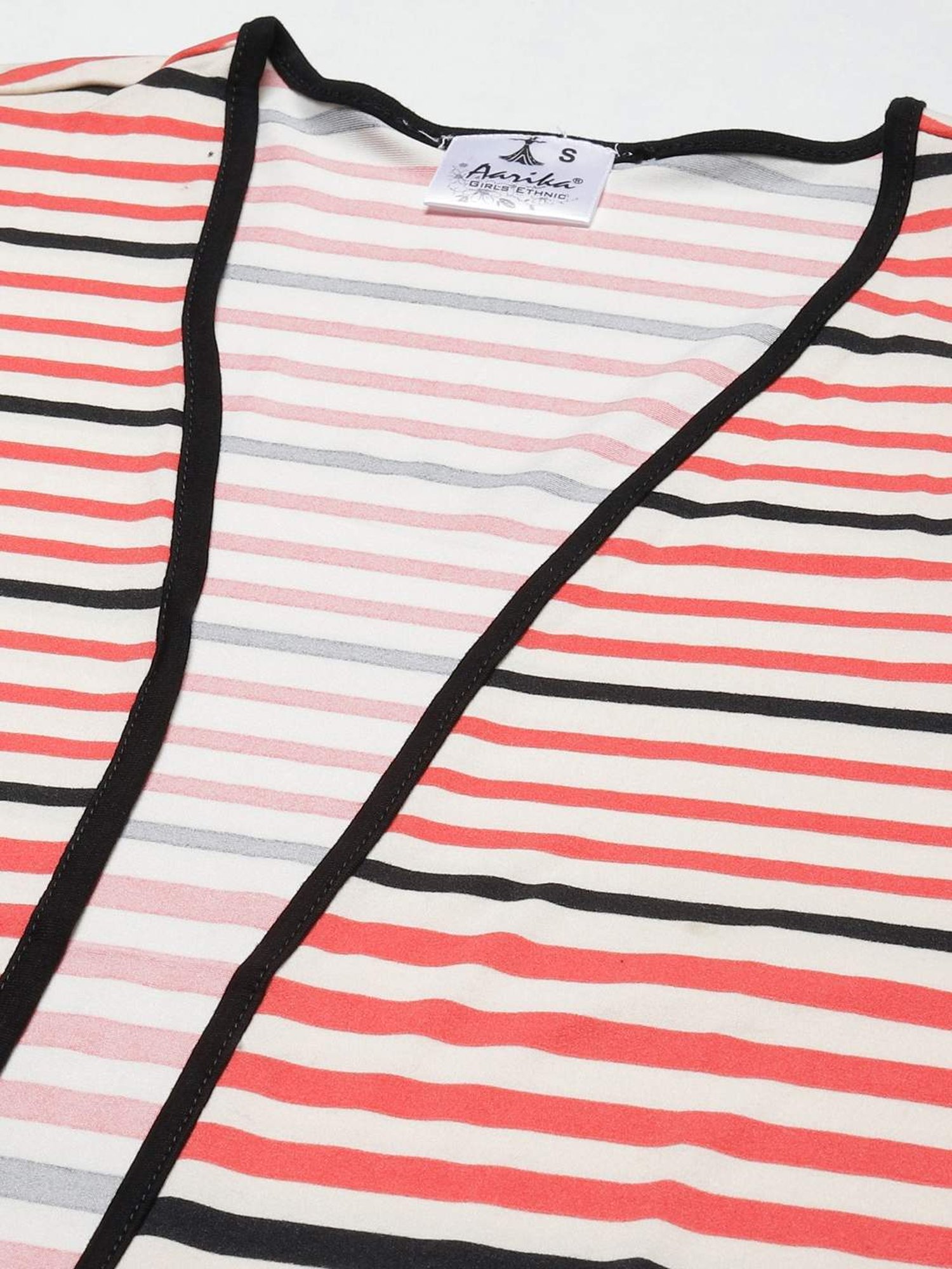 Aarika White & Pink Striped Shrug