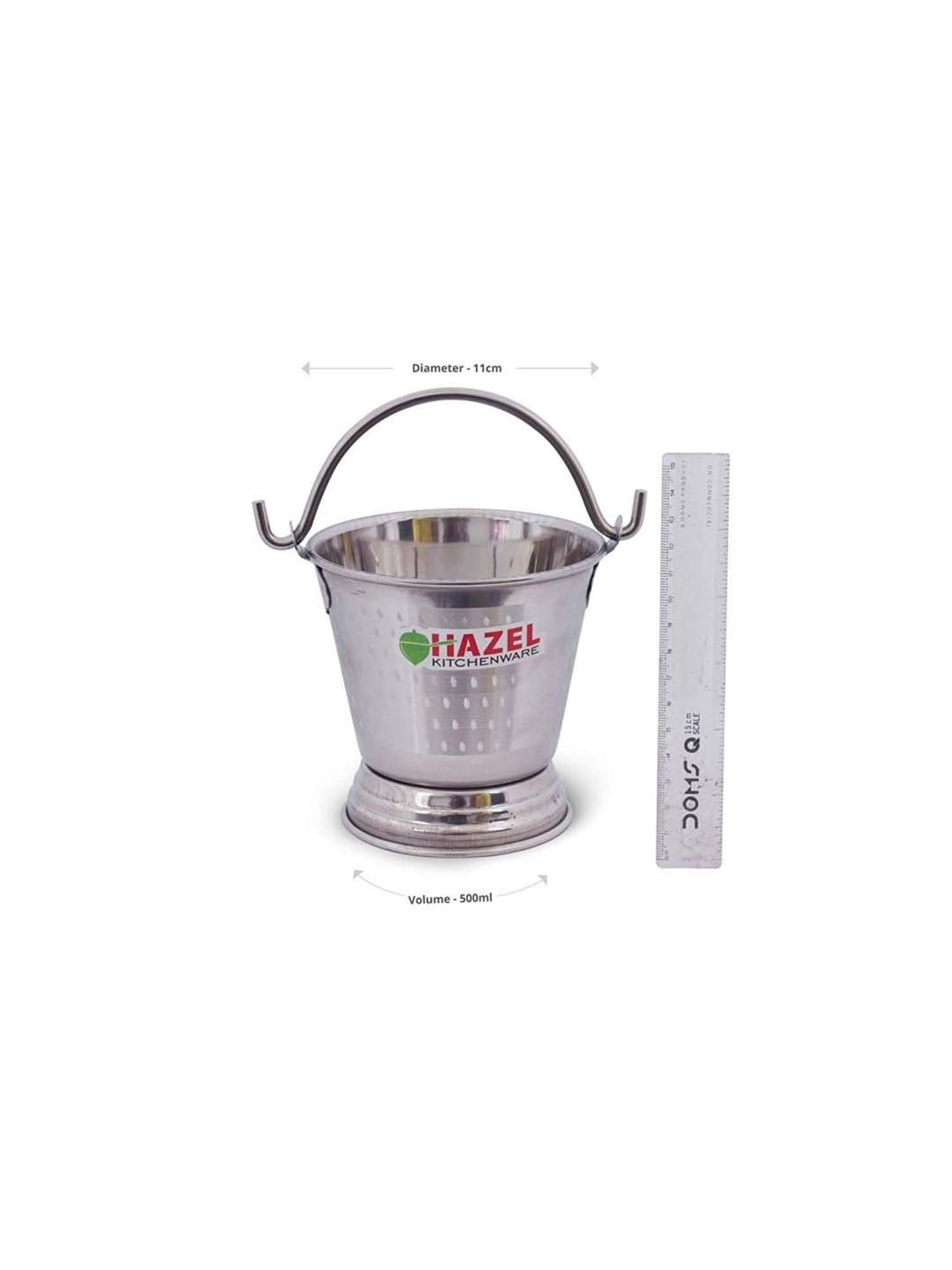 HAZEL Silver Stainless Steel Serving Buckets - Set of 1 (500 ML )