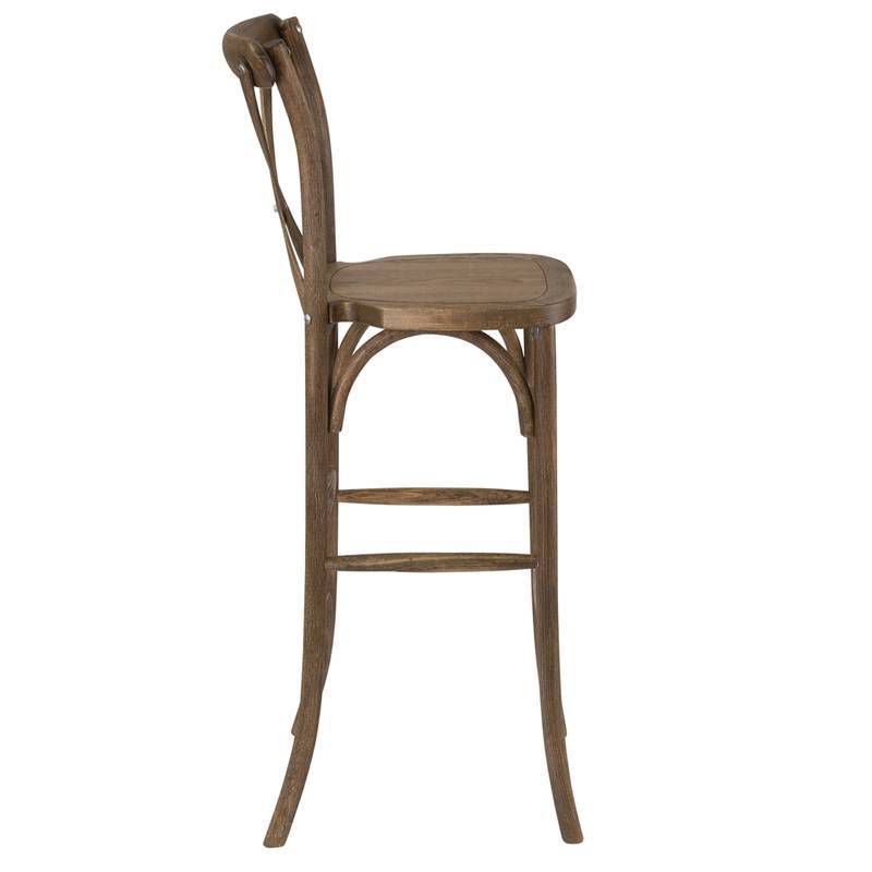 Hercules Series Wood Cross Back Barstool Dark Antique - Riverstone Furniture Collection