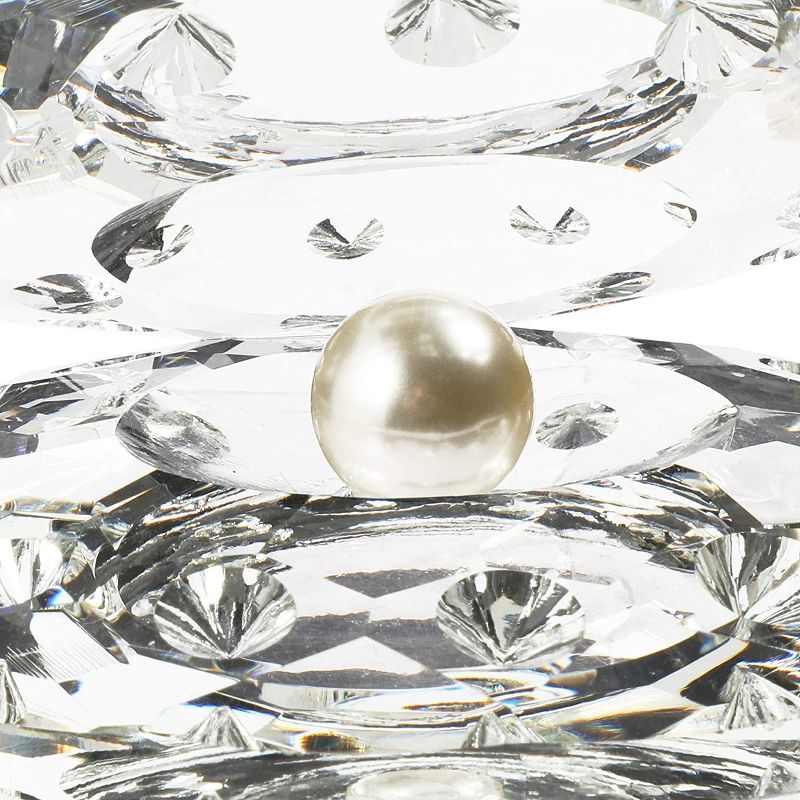 Okuna Outpost Seashell Crystal Glass Figurine Sea Shell with Pearl for Wedding Gift 4"x3"x2.6"