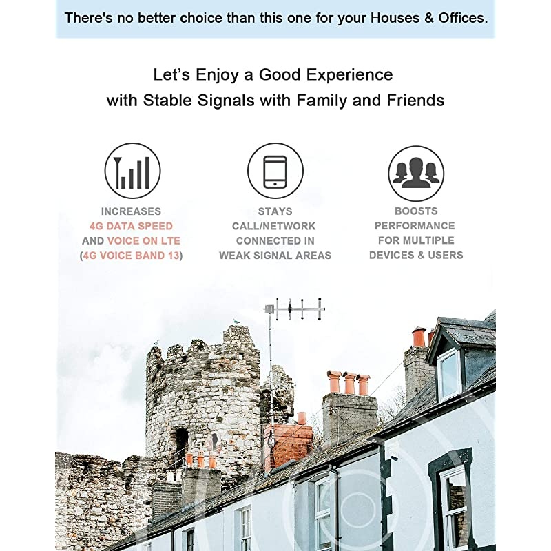 Phone Signal Booster for Home & Office Use - Verizon ular Booster 4G LTE Data 700MHz Band 13 Repeater Amplifier with Yagi/Whip Antenna for Many U.S. Carriers - Enhance 4G Network Signal