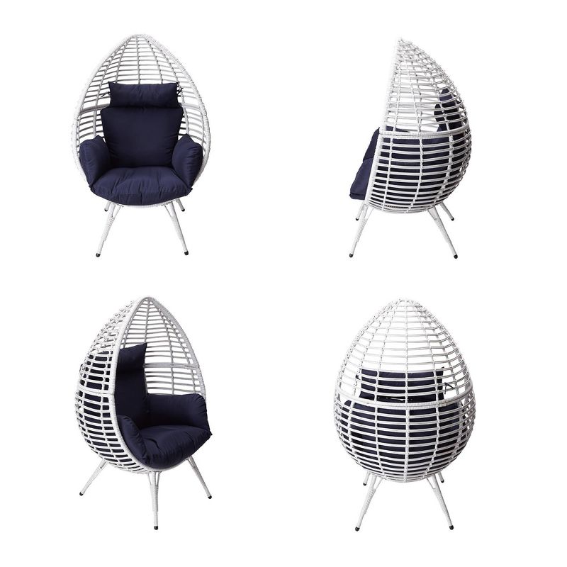 Wicker Patio Egg Chair White - Peaktop