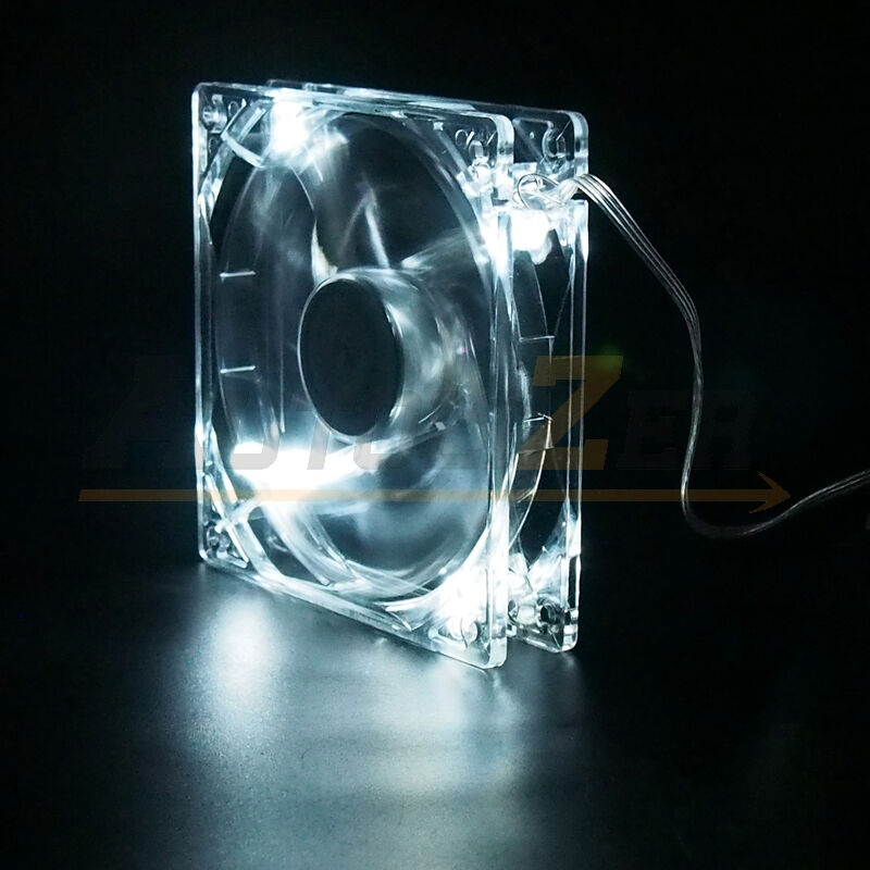 Lots 1/2/4 Quad 4 LED Lights Clear 80mm 120mm PC Computer Case Cooler Fan RGB