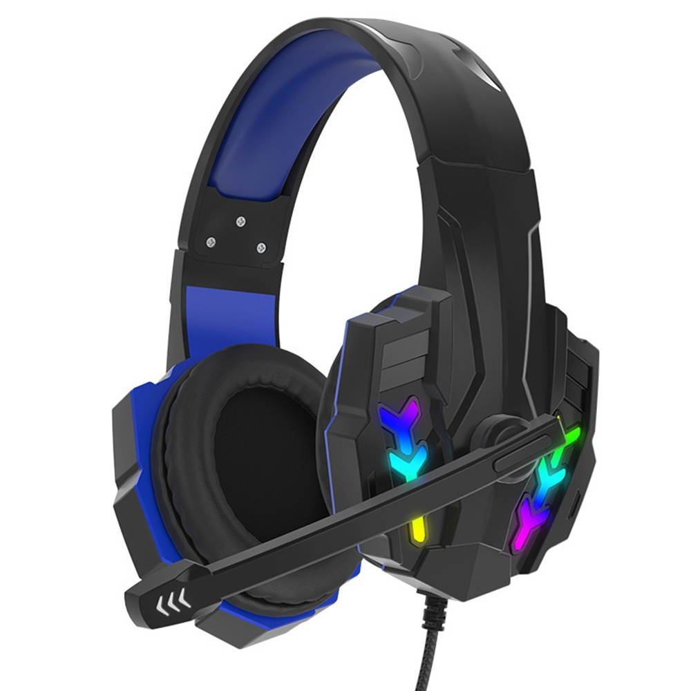 MAIHA I3000 Gaming Headset 40mm 360&deg; Stereo RGB lights Omnidirectional Noise Reduction Microphone Support Phones Laptops PC-Black blue