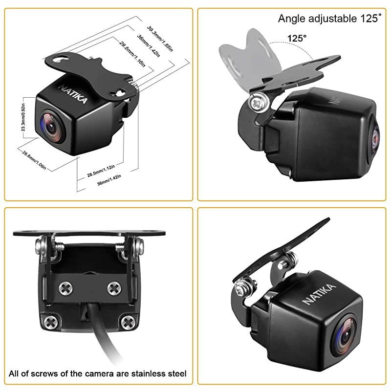 720P BackupFront View Camera IP69K Waterproof Starlight Night Vision Full HD and 210 Degrees Wide View Angle Reverse Rear View Backup Camera for Cars Jeep Pickup Trucks SUV RV Van