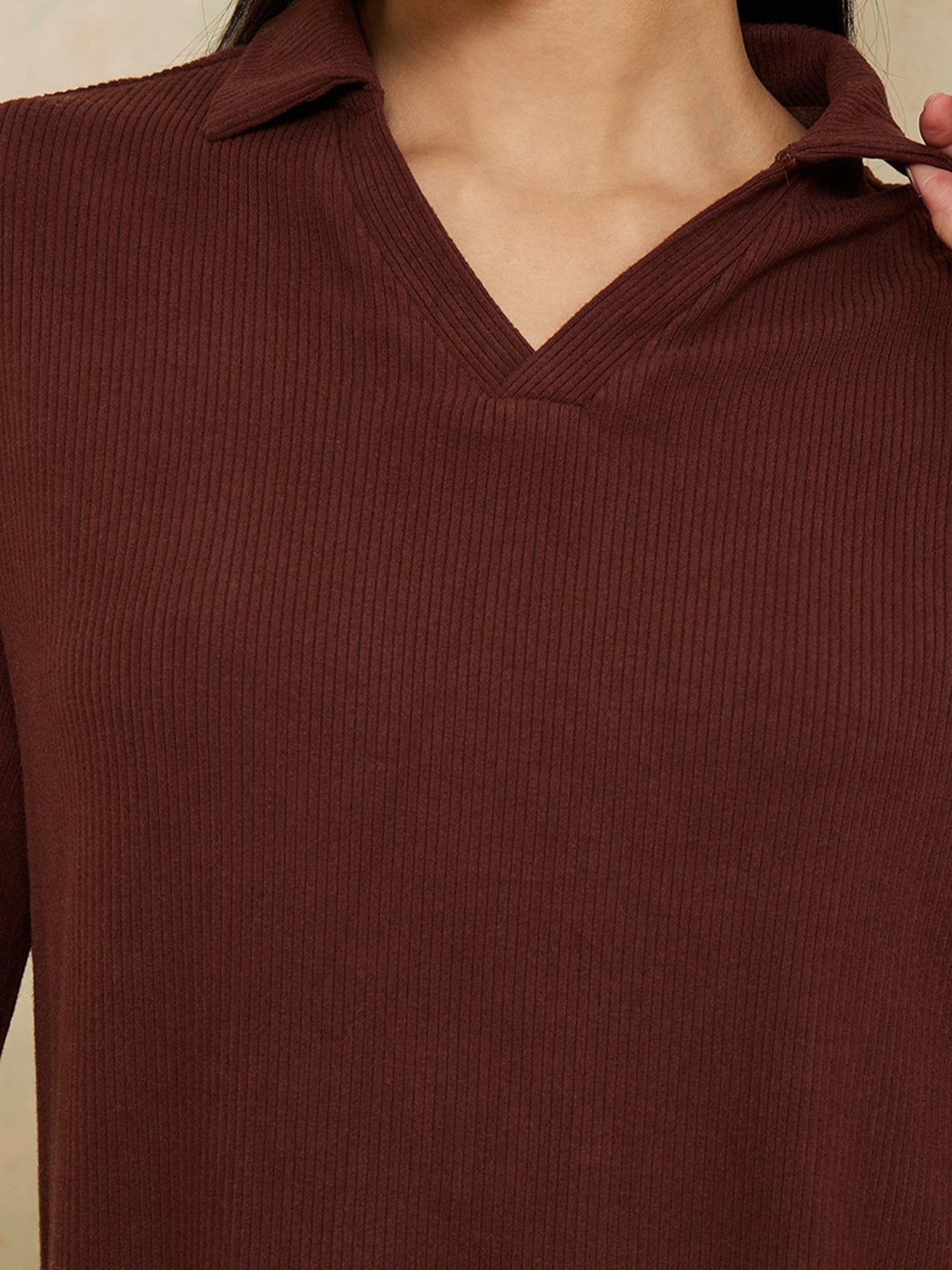 Styli Brown Regular Fit Top