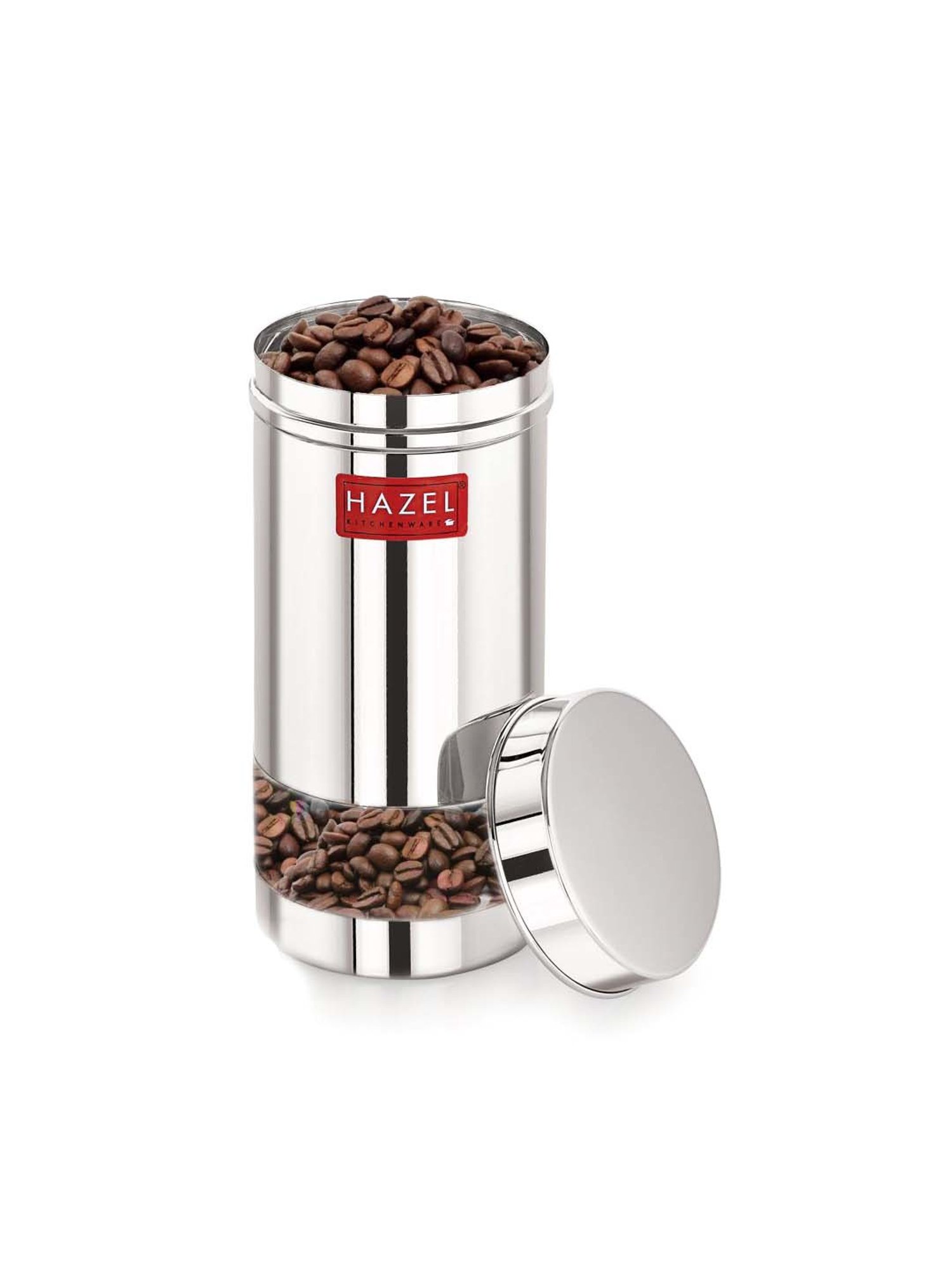 HAZEL Silver Stainless Steel Medium Container (0.5 L) - Set of 2