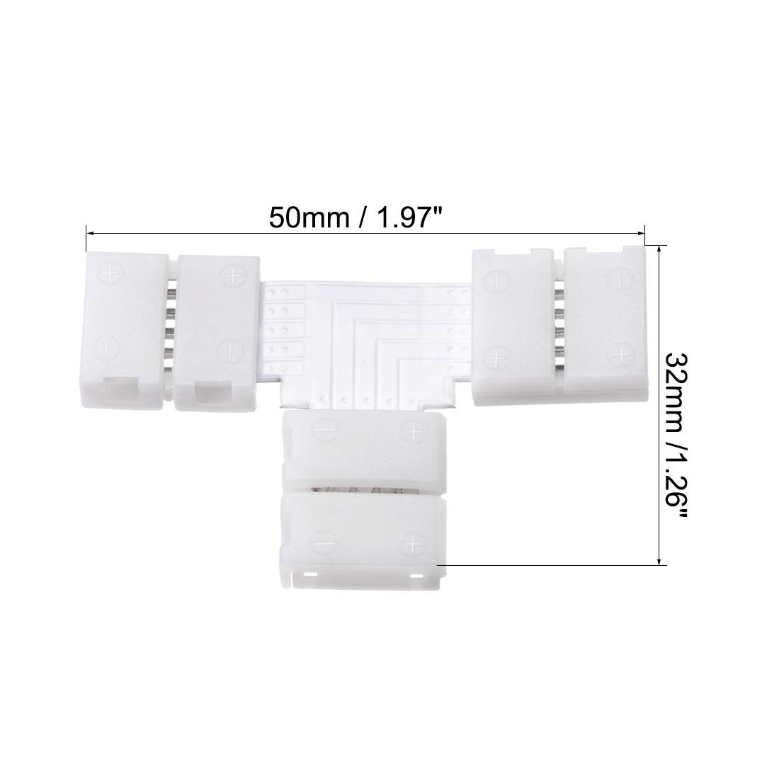 10mm 5P T-shape LED Strip Connector Quick Splitter for 5050 3528 RGB 5 Conductor Strip Lights 10Pcs