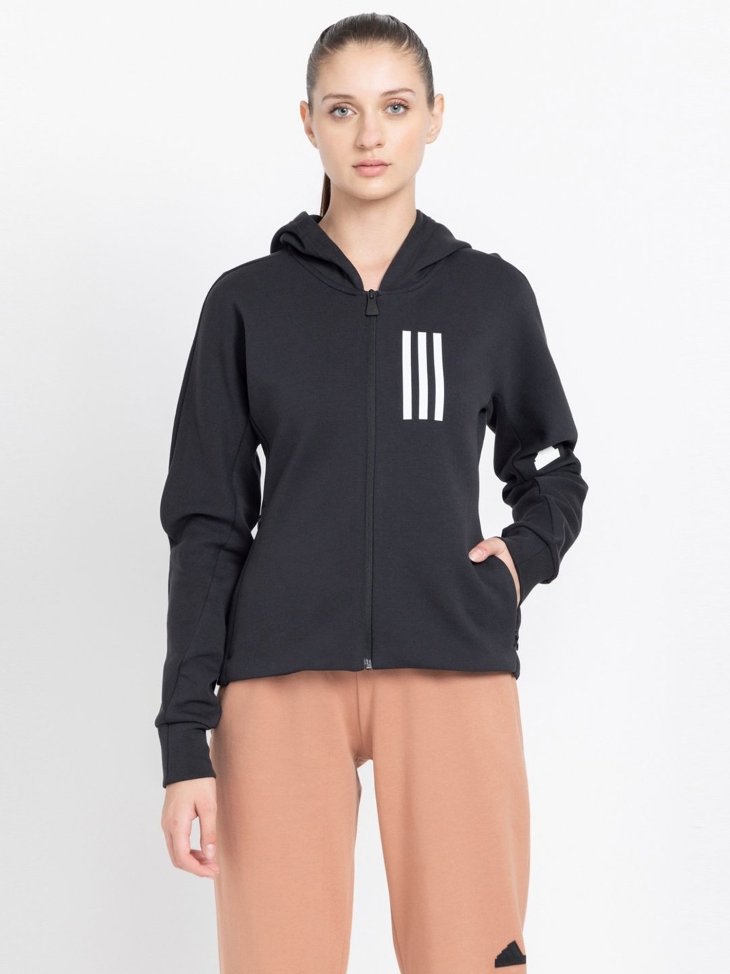 Amante Black Cotton Sports Sweatshirt