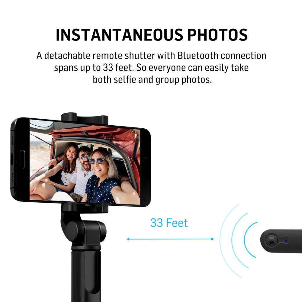 Adonit Selfie Stick Bluetooth, Extendable Selfie Stick Tripod with Wireless Remote for iPhone X/iPhone 8/Plus/iPhone 7/Plus/iPhone 6 Plus, Galaxy S9/Plus/S8/Plus/S7/Note 8, Huawei - Black