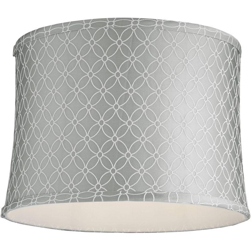 Springcrest An Qing Gray Medium Drum Lamp Shade 13" Top x 14" Bottom x 10" Slant (Spider) Replacement with Harp and Finial