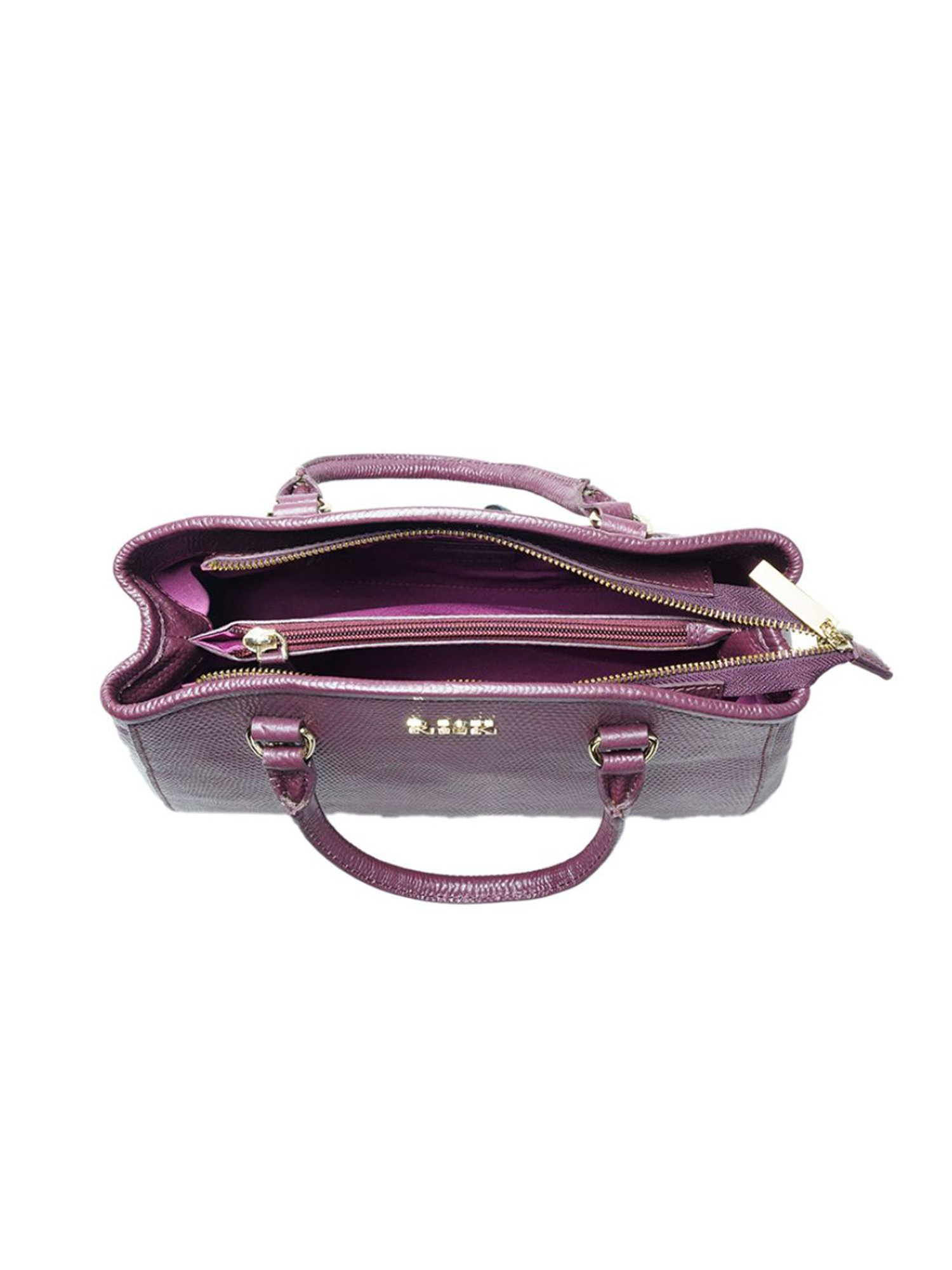 RI2K London Purple Leather Large Textured Handbag