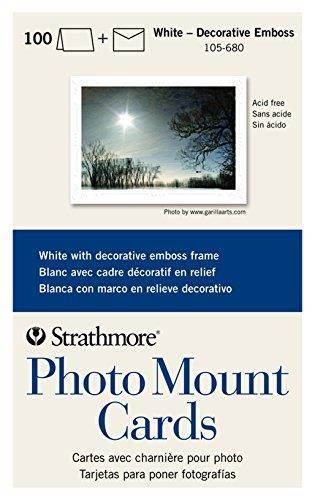 Strathmore 105-680 Photo Mount Cards, White Decorative Embossed Border, 100 Cards & Envelopes