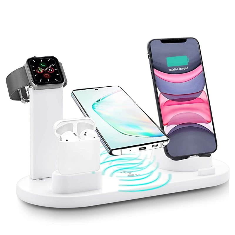 Charger 3 in 1 Charging Station, Charging Dock for iPhone/AirPods, Qi-Certified Fast Charging Stand iPhone 11/11Pro/11Pro Max/X/XS/XR/Max / 8/8 Plus Samsung (White)