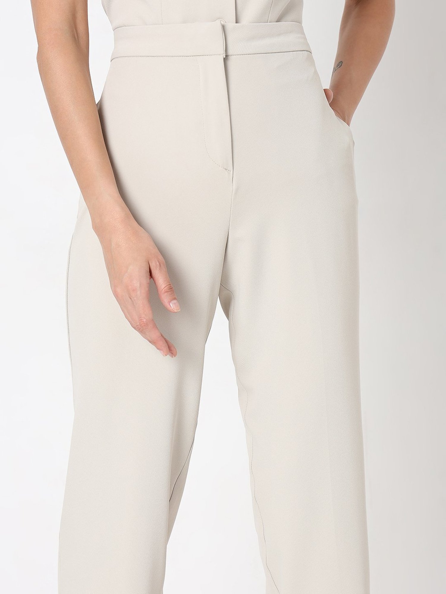 Crozo By Cantabil Black Checks Regular Fit Mid Rise Trousers