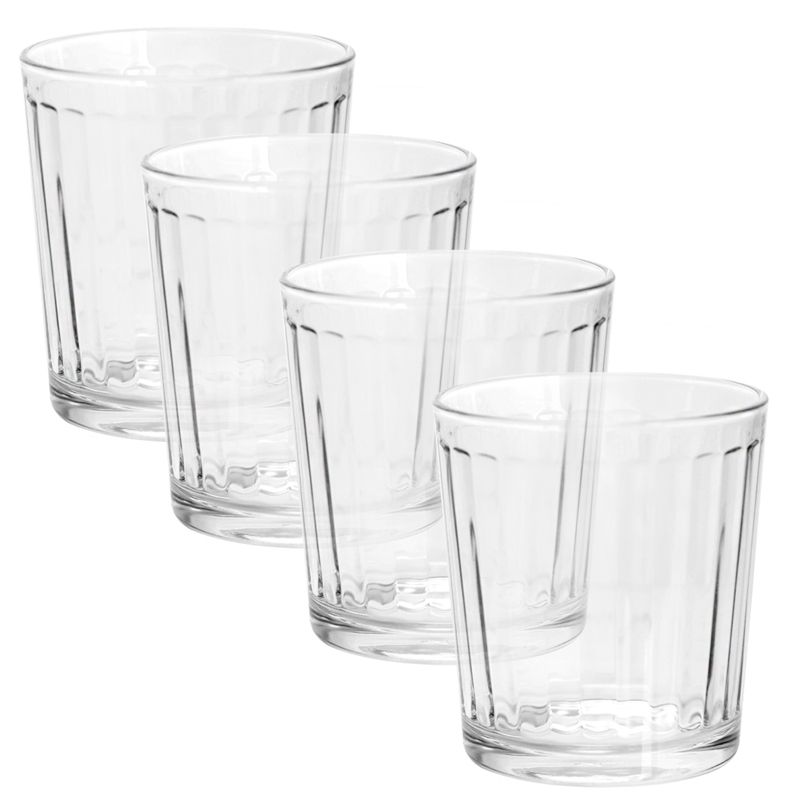 Pasabahce Optica 4 Piece 13 Ounce Double Old Fashioned Set in Clear Glass
