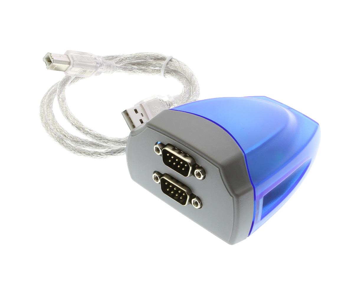 Coolgear Dual Port USB to Serial RS-232 DB-9 Adapter Cable FTDI Chip