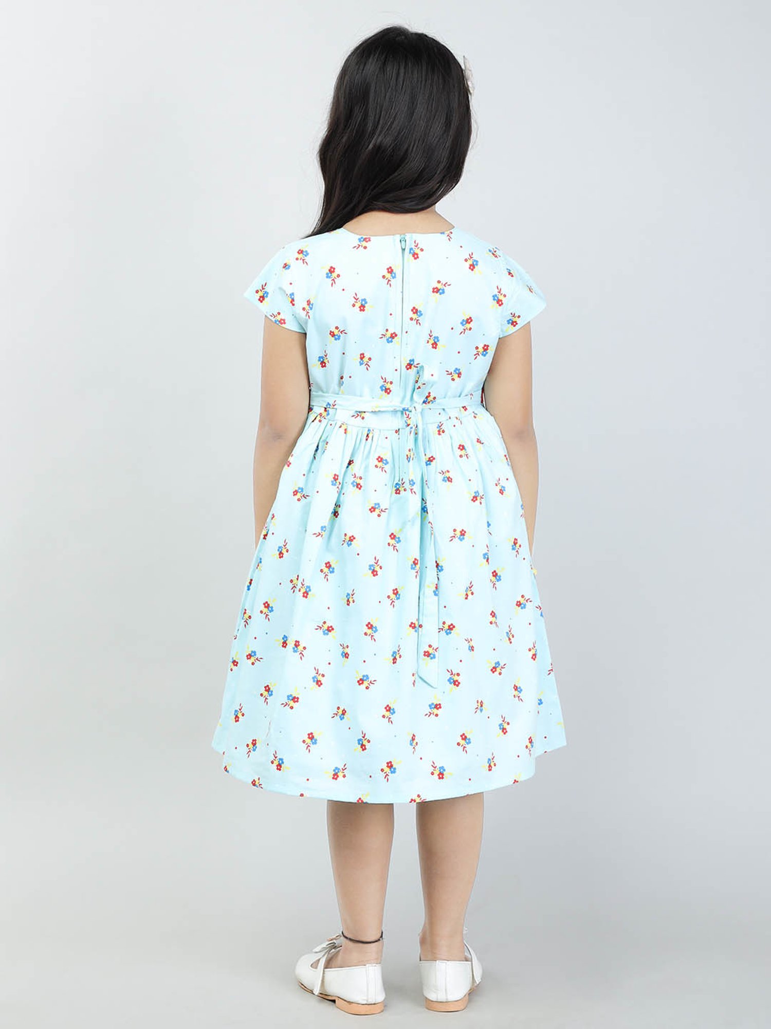 Todd N Teen Kids Light Blue Floral Print Frock