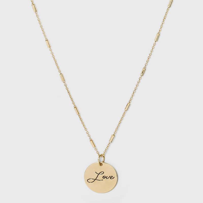 Beloved + Inspired Gold 'Love' Disc Necklace - Gold