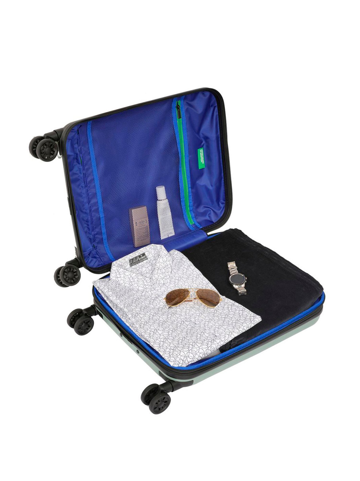 United Colors of Benetton Ryzen Green Solid Hard Cabin Trolley Bag - 55 Cms