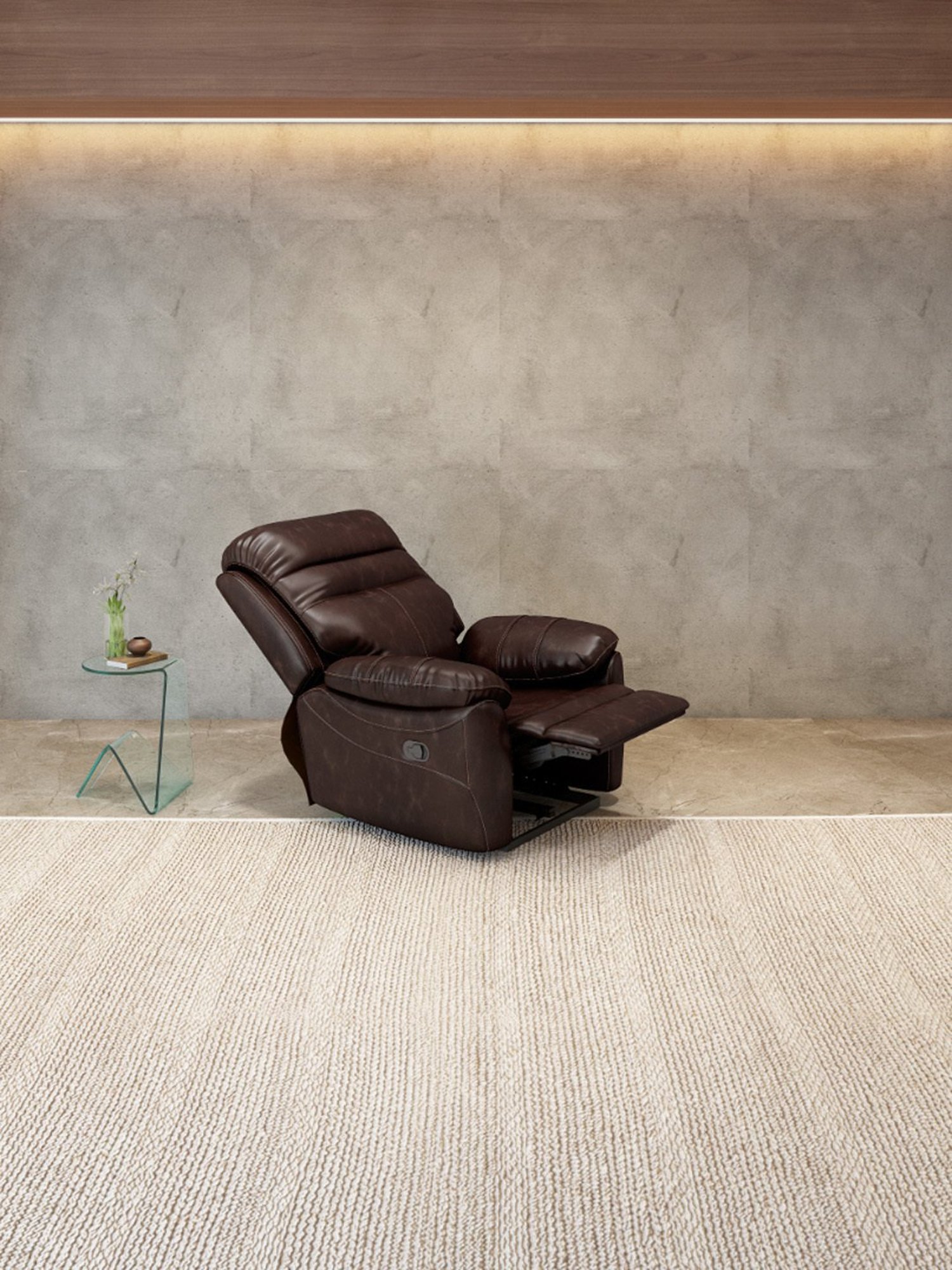 Durian Patterson Dark Brown Nappa Aire Leather Reliner Sofa