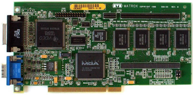 MGA-MIL/4/DELL3 - 4MB PCI VIDEO CARD, 590-05 REV.B, DP/N 00059264 REV.A00 (NO BRACKET)