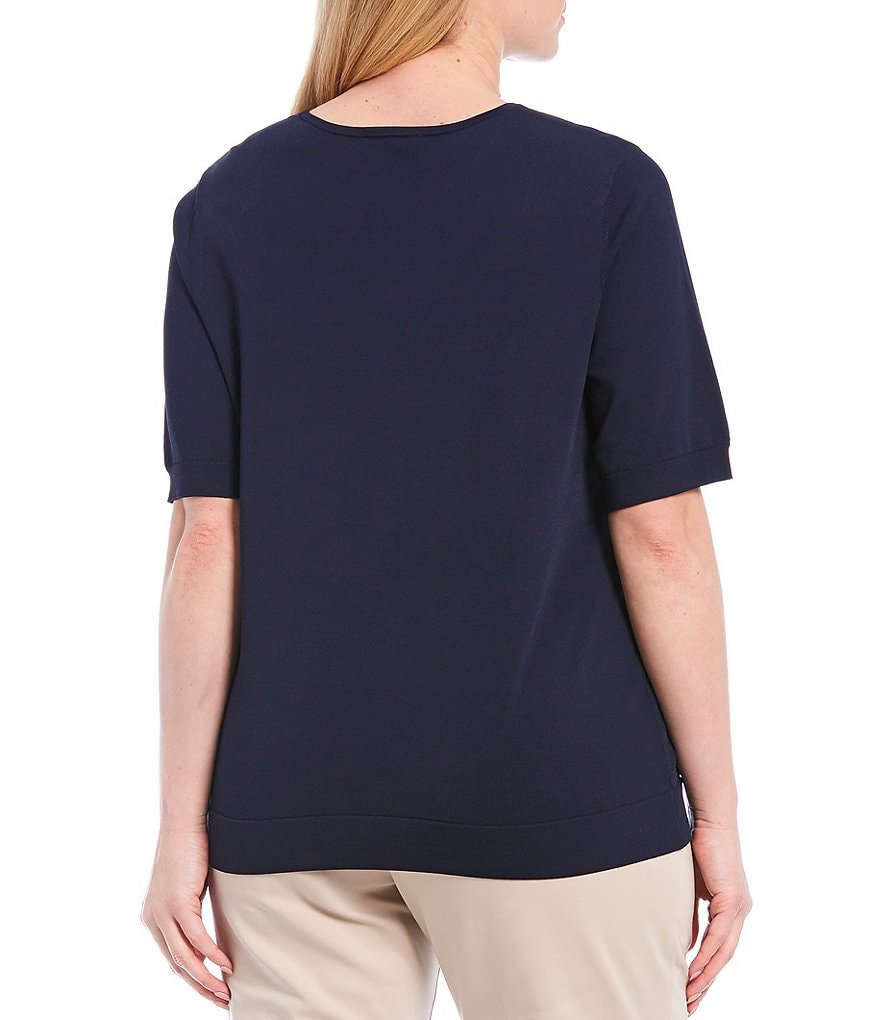 Investments Plus Size Signature Yarn Short Sleeve Crew Neck Top