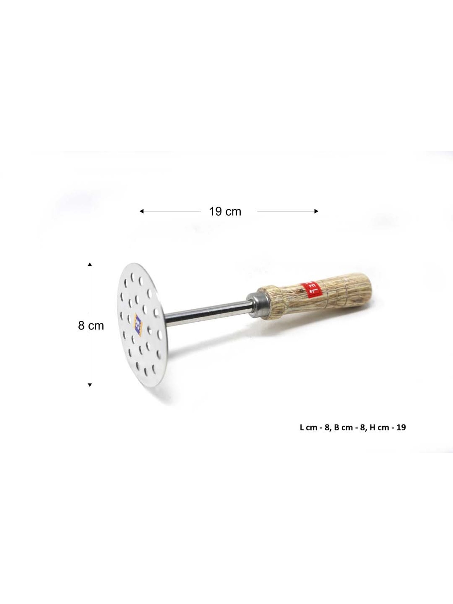 HAZEL Silver & Brown Stainless Steel Vegetable Masher - Set of 1